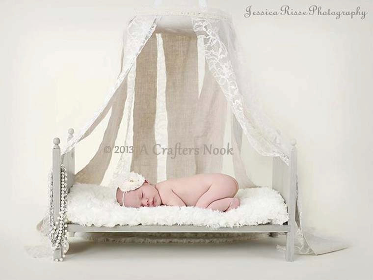 Large Traditional Newborn Photography Prop Baby Doll Posing Bed With Foam Mattress- Photo Props