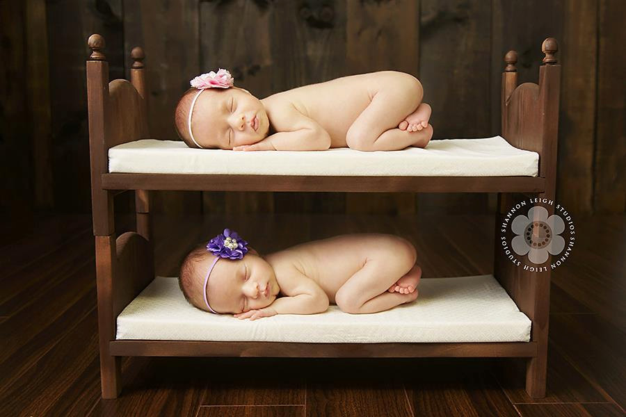 Small Traditional Newborn Twins Photography Prop Posing Beds And Mattresses - Diy Stackable Bunk Bed, Boy Prop, Girl Prop